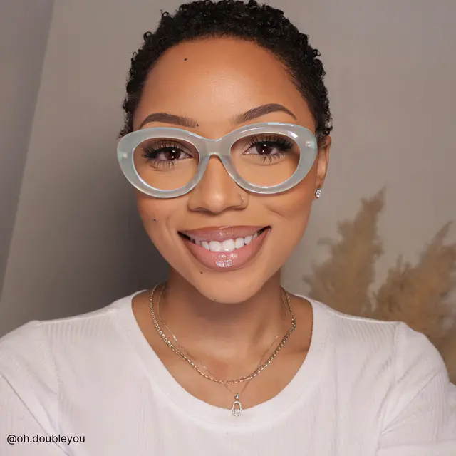 Oval Transparent Green Eyeglasses