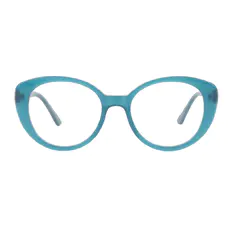 Round Transparent Blue Eyeglasses