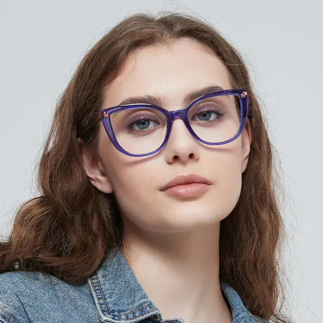 Cat-eye Transparent Purple Eyeglasses