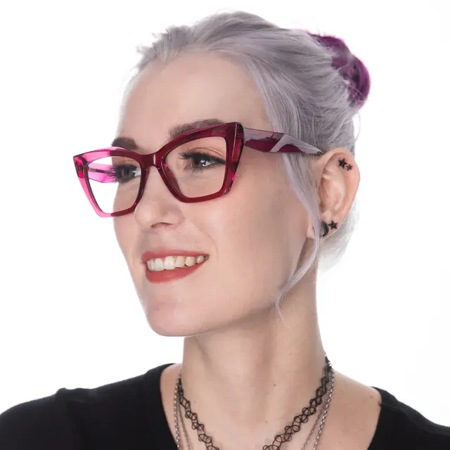 Cat-eye Transparent Purple Eyeglasses