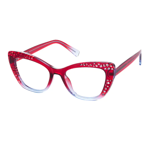 Cat-eye Transparent Red Eyeglasses