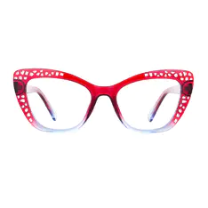 Cat-eye Transparent Red Eyeglasses