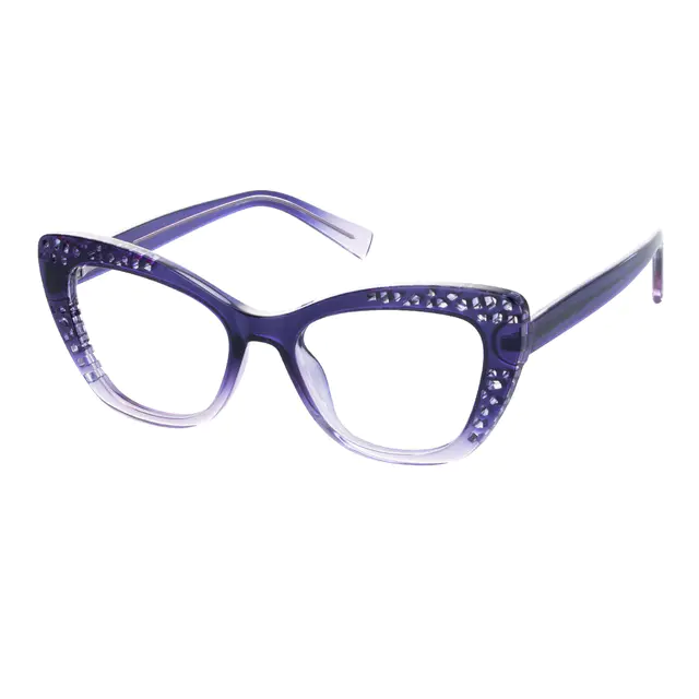 Cat-eye Transparent Purple Eyeglasses