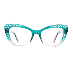 Cat-eye Transparent Green Eyeglasses