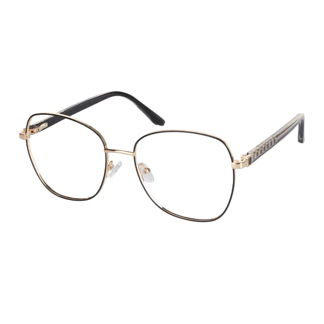 Square Black Gold Eyeglasses