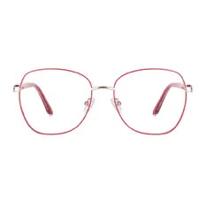 Square Red/Gold Eyeglasses