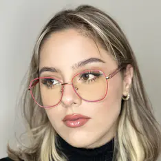 Square Red/Gold Eyeglasses