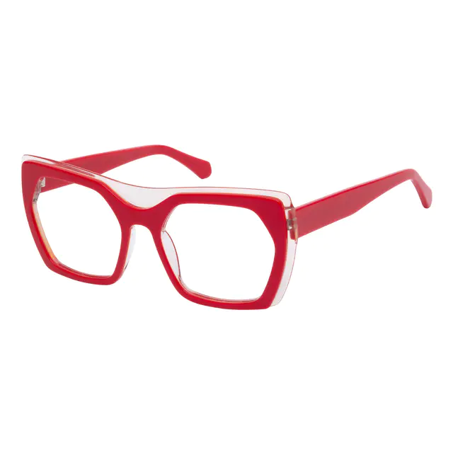 Square Transparent Red Eyeglasses