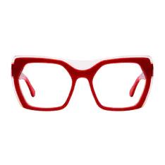 Square Transparent Red Eyeglasses