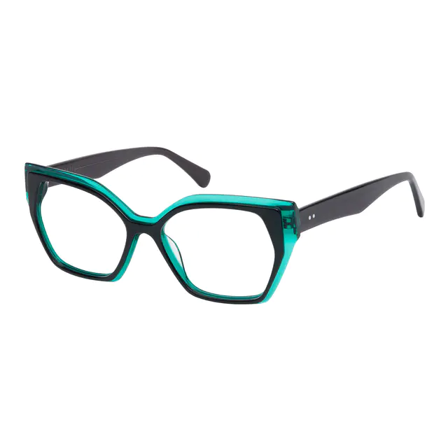 Geometric Black/Green Eyeglasses