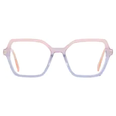 Square Transparent Purple/Transparent Blue Eyeglasses