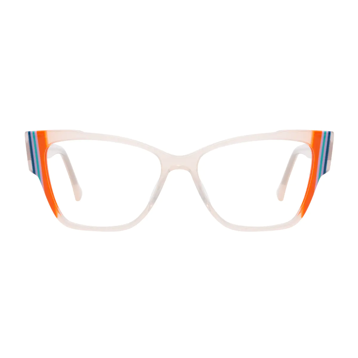 Rectangle Clear/Orange Eyeglasses