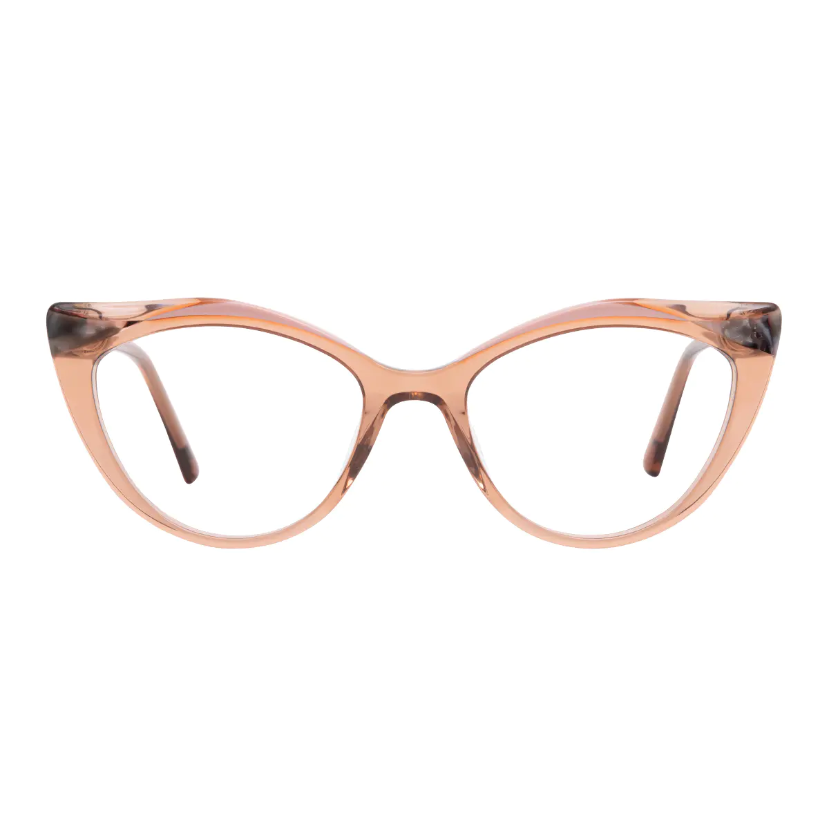 Cat-eye Transparent Brown Eyeglasses
