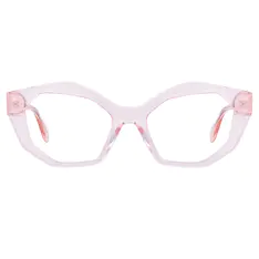 Geometric Transparent Pink Eyeglasses