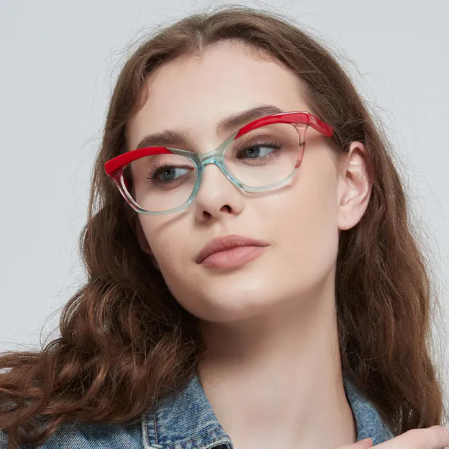 Cat-eye Red/Blue Eyeglasses