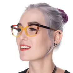 Cat-eye Brown/Yellow Eyeglasses