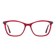 Rectangle Transparent Red Eyeglasses