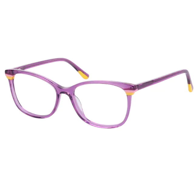 Rectangle Transparent Purple Eyeglasses