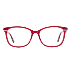 Rectangle Transparent Red Eyeglasses