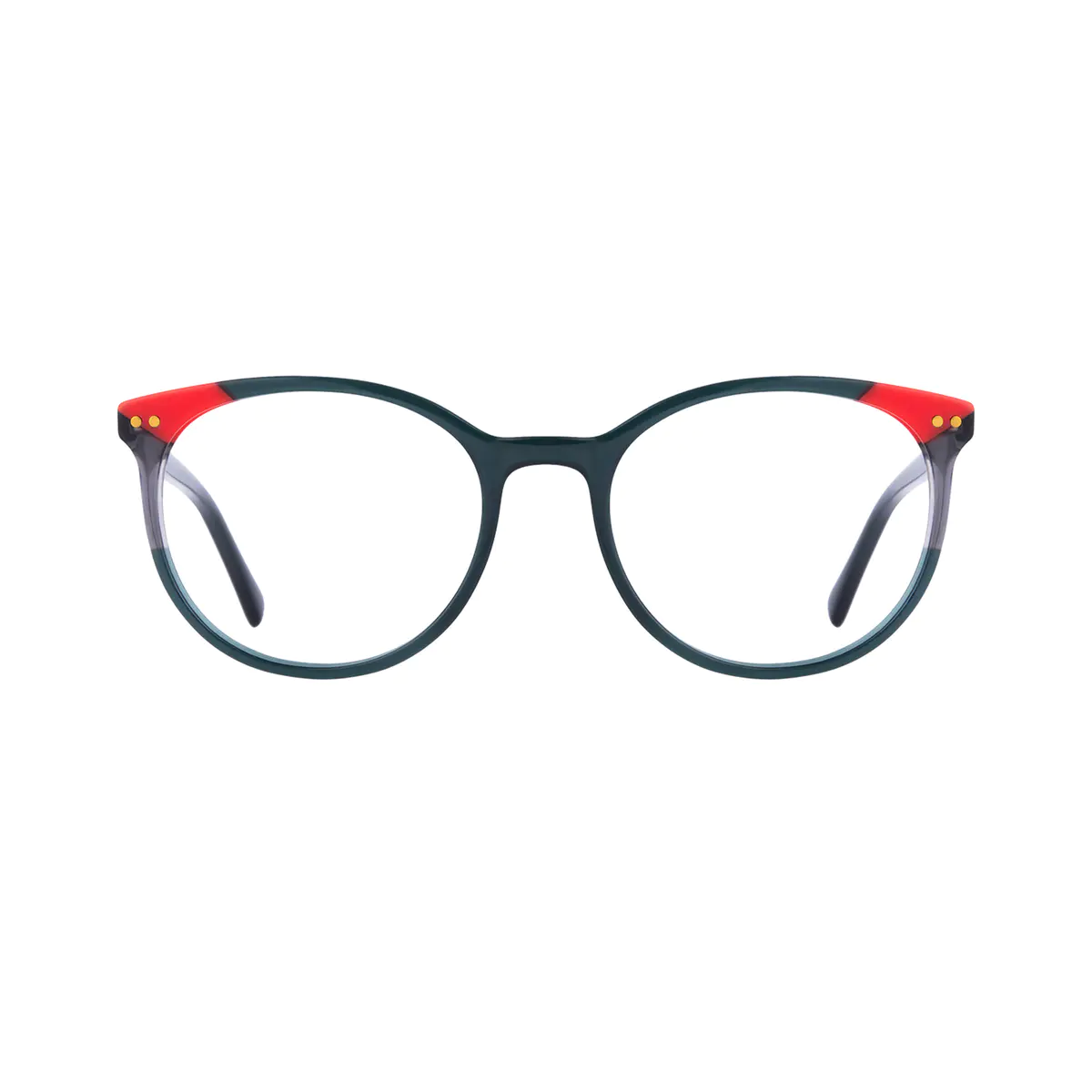 Oval Dark Green Eyeglasses