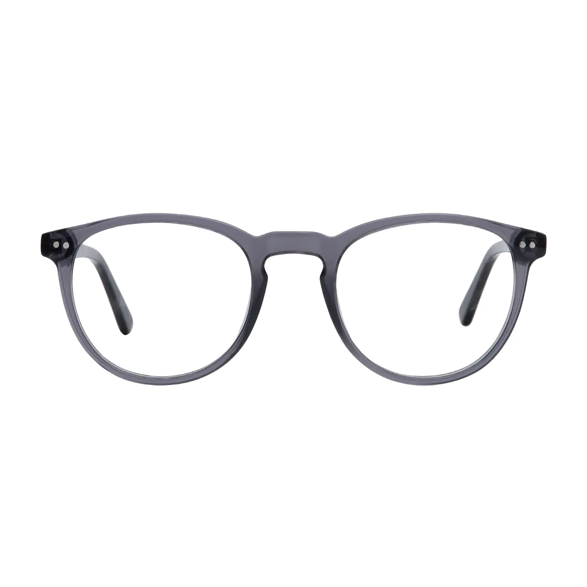 Round Transparent Gray Eyeglasses