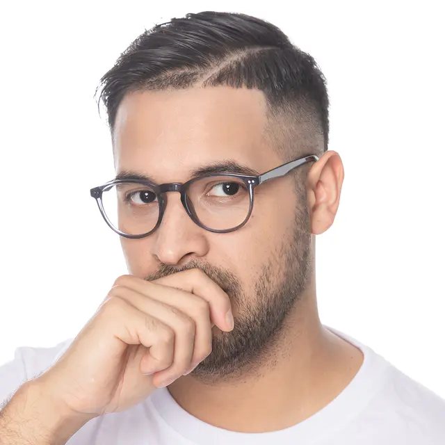 Round Transparent Gray Eyeglasses