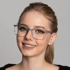 Rectangle Transparent Blue Eyeglasses