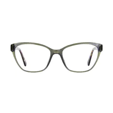 Square Transparent Green Eyeglasses
