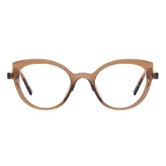 Cat-eye Transparent Brown Eyeglasses