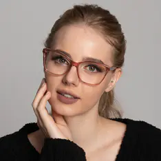 Rectangle Transparent Pink Eyeglasses