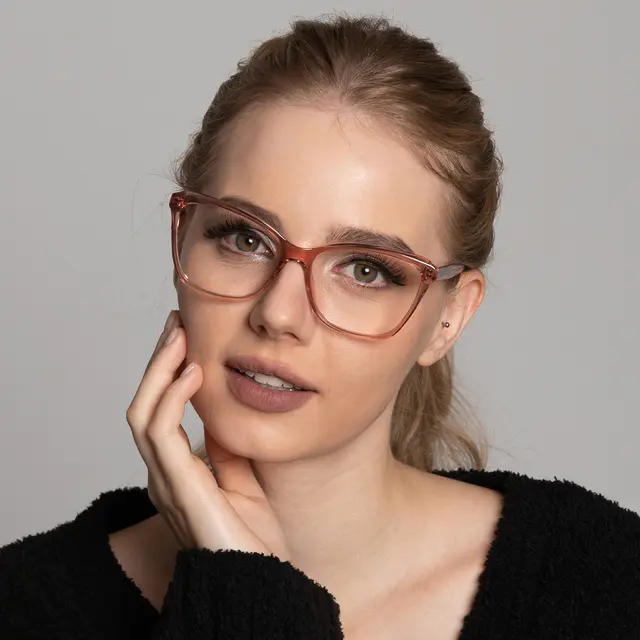 Rectangle Transparent Pink Eyeglasses