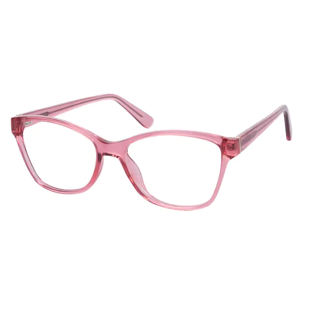 Rectangle Transparent Pink Eyeglasses