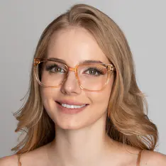 Square Transparent Brown Eyeglasses