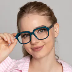 Square Dark Green Eyeglasses