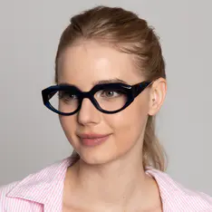 Geometric Navy Blue Eyeglasses