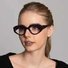 Geometric Dark Purple Eyeglasses