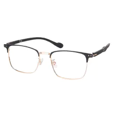 Rectangle Black Gold Eyeglasses