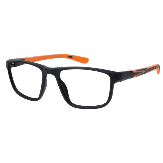Rectangle Black/Orange Sport Eyeglasses