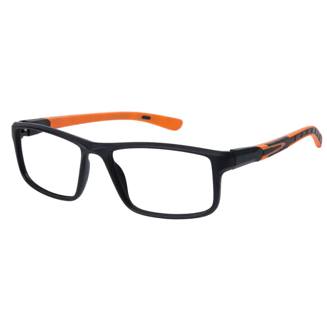 Rectangle Black/Orange Sport Eyeglasses