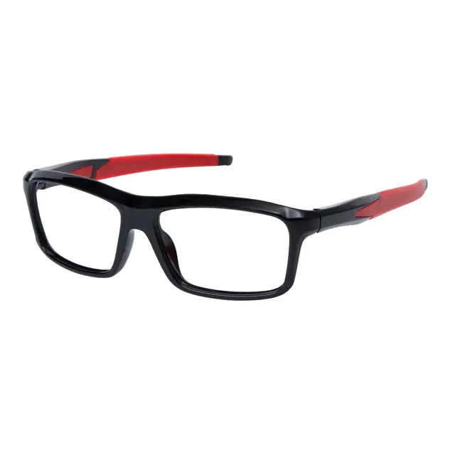 Rectangle Black/Red Sport Eyeglasses