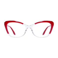 Cat-eye Transparent Red Eyeglasses