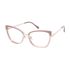 Cat-eye Brown/Transparent Pink Eyeglasses
