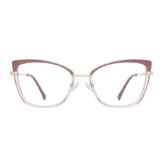 Cat-eye Brown/Transparent Pink Eyeglasses