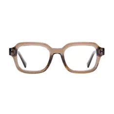 Rectangle Transparent Brown Eyeglasses