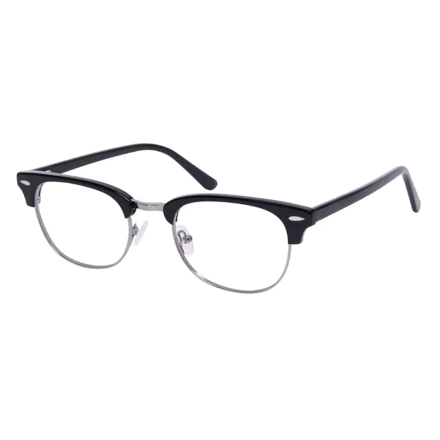 Browline Black Silver Eyeglasses