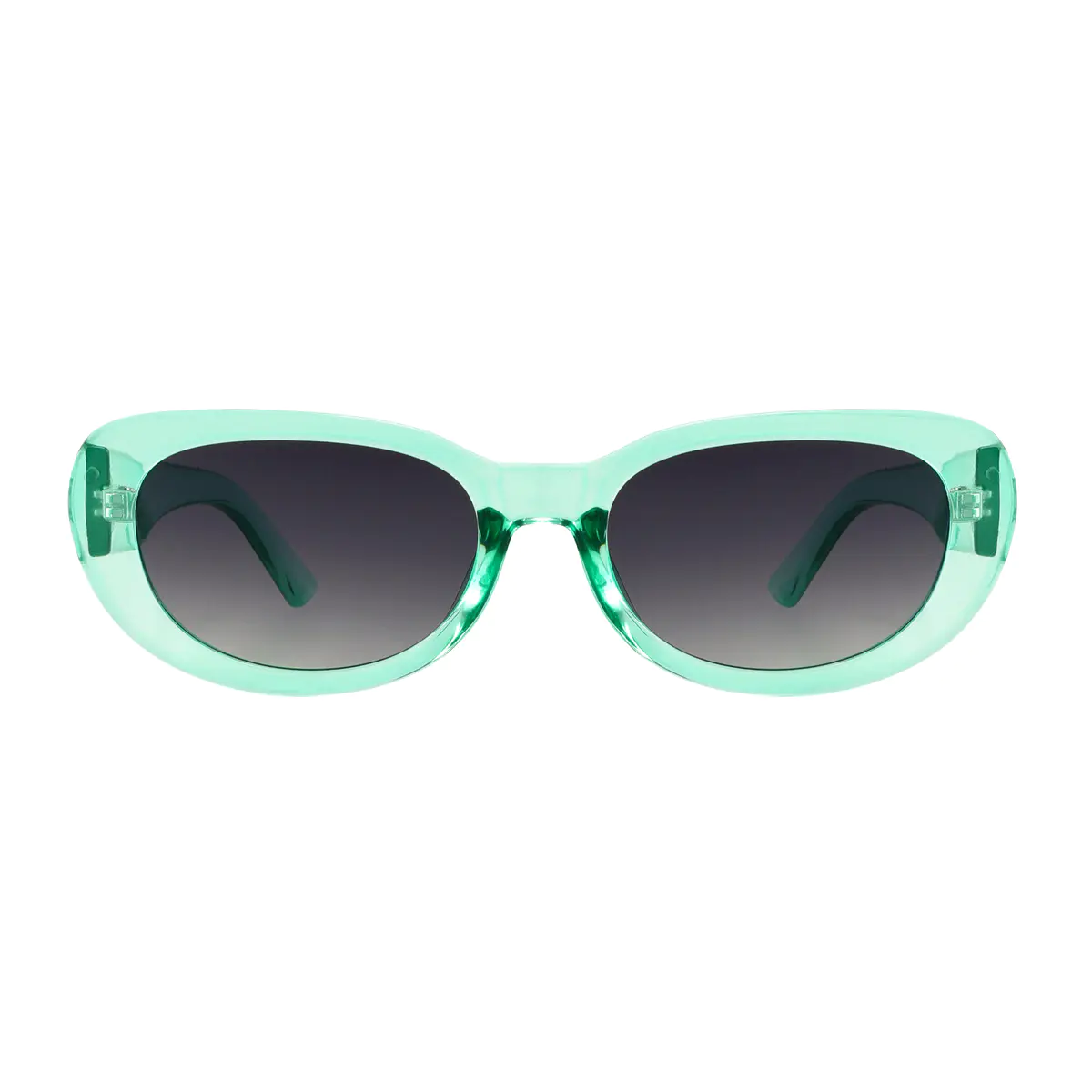 Oval Transparent Green Sunglasses