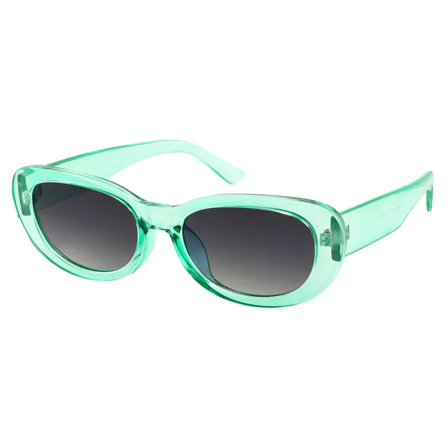 Oval Transparent Green Sunglasses