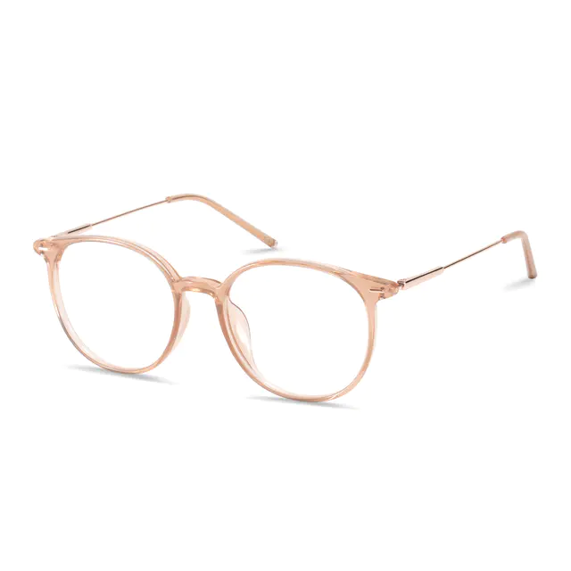 Round Transparent Pink Eyeglasses