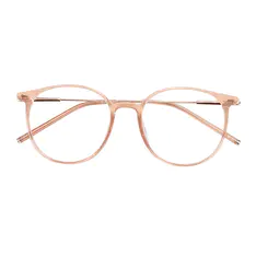 Oval Transparent Pink Eyeglasses