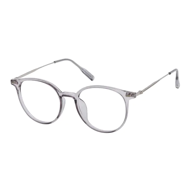 Round Transparent Gray Eyeglasses